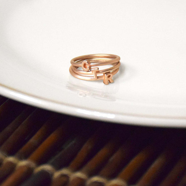 Stackable Letters CTR Ring - Rose Gold Finish