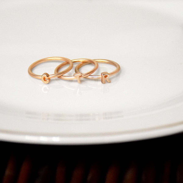 Stackable Letters CTR Ring - Rose Gold Finish