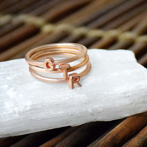 Stackable Letters CTR Ring - Rose Gold Finish