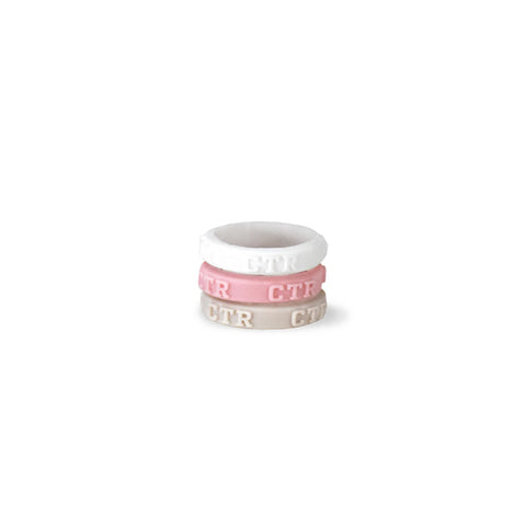 Silicone 3D Raised CTR Rings -  3 Pack (Gray, Pink, White)