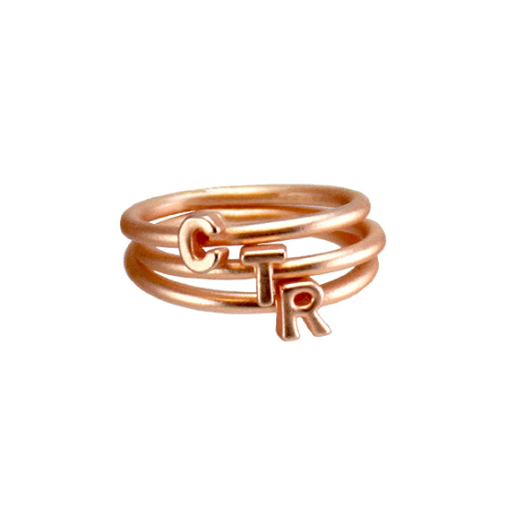 Stackable Letters CTR Ring - Rose Gold Finish