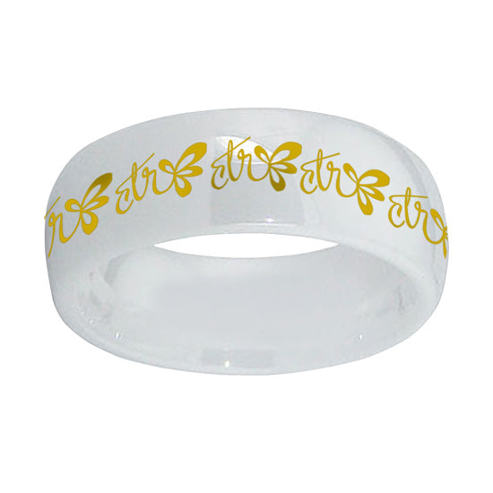 Halo CTR Ring - White Diamond Ceramic with Gold Inlay