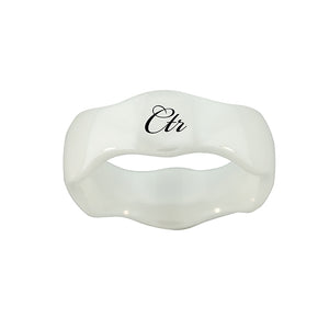 Wave CTR Ring - White Diamond Ceramic