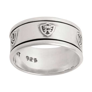 Universal Spinner CTR Ring with Shield - Sterling Silver - Represents 10 Different Languages