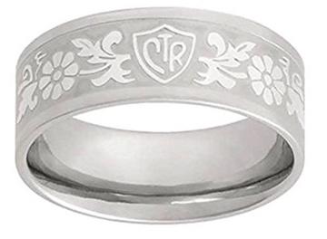 Daisy Flower Scroll CTR Ring - Stainless Steel